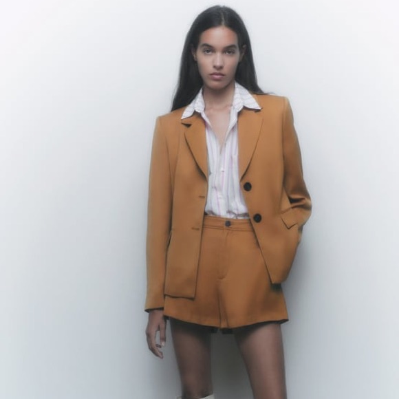 NWT ZARA POCKET CHINO SHORTS TAUPE BROWN SIZE M NWT - Picture 2 of 2